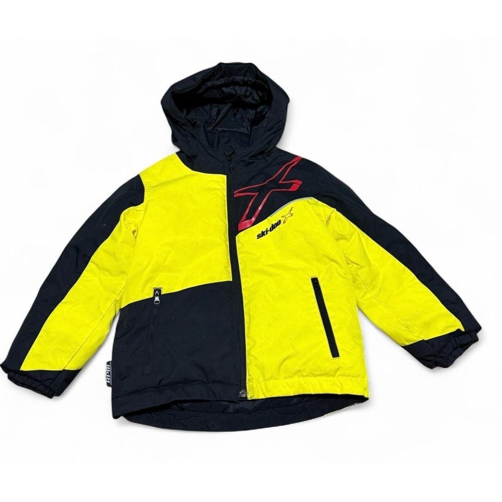 Ski-Doo X-Team Kids Snowmobile Winter Jacket Black Yellow Size 6 BRP Hooded